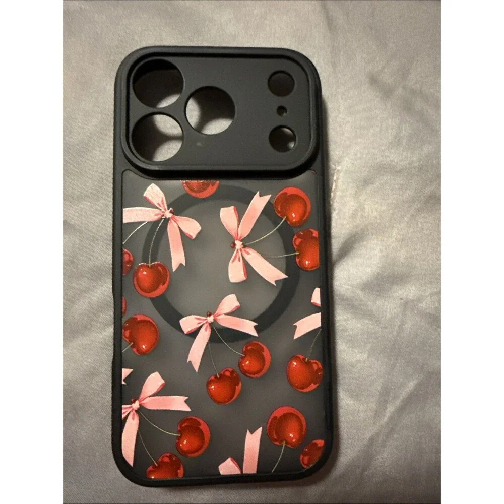 ZIYE Magnetic Phone Case for iPhone 17 Pro 6.3 Inch, Cherry Pink Bows
